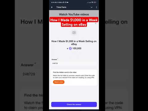 How I Made $1,000 in a Week Selling on eBay | time farm YouTube video code | time farm today code