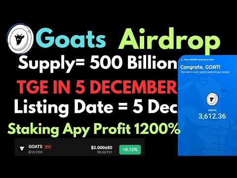 Goats Airdrop || Staking Profit 1200%  || Airdrop Listing Date and Price || सब कुछ इस वीडियो में