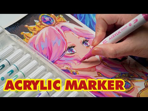 ACRYLIC MARKER for The First Time | Draw 4 Characters in 1 Frame