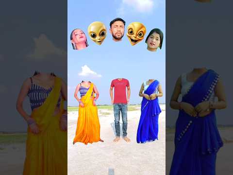 Yellow vs blue sarees bhabhi & me head matching game 😄🙂 tu Radha meri main shyam tera song #funny