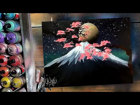 MOUNT FUJI with SAKURA TREE by Spray Art Eden