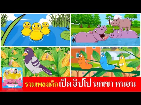 รวมเพลงเด็ก เป็ดอาบน้ำในคลอง | ฮิปโป | นกเขาบินข้ามเขา | หนอนผีเสื้อ