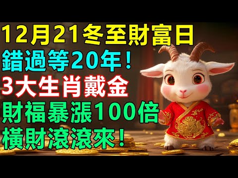 千真萬確！錯過等20年！12月21冬至財富日，4大生肖戴玉、3大生肖戴金，財福暴漲100倍，橫財滾滾來！