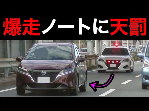 一般道を爆走するノートに天罰‼️ 覆面パトカーに捕まる‼️　[サイレン 取り締まり]