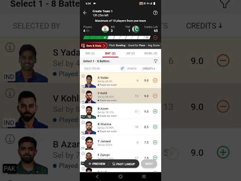 ind vs pak dream11 team kaise banaye || ind vs pak dream11 team || ind vs pak T20 world