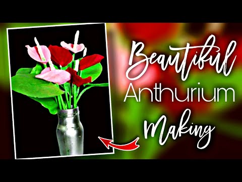 Making Anthurium Flower Using Velvet Sheet | Very Easy