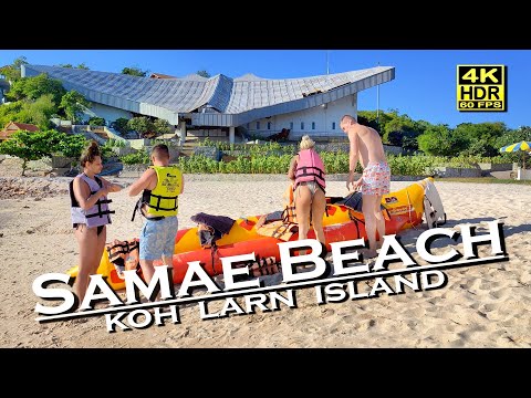 Pattaya Koh Larn Samae Beach Walk - beach life 4K 60fps HDR Dolby Atmos 💖 Walking Tour 👀 Thailand 🇹🇭