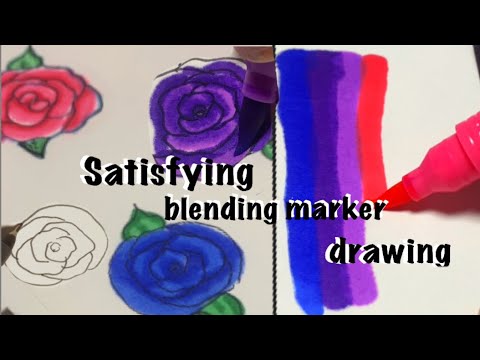 How to draw roses with blending markers.Satisfying drawing!