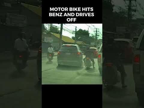 Motor bike HITS Mercedes Benz GLC and drives off #shorts