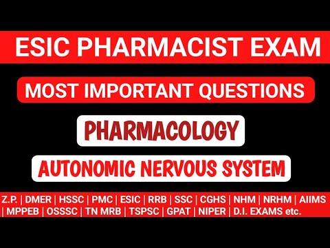 Autononic Nervous System MCQS | ESIC Pharmacist exam preparation | ZP Pharmacist exam preparation