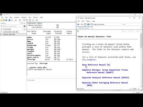 Example datasets included with Stata 18