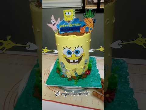 Beautiful technique to make a SpongeBob Whipped cream cake