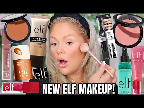 I Tried ALL *NEW* elf Makeup 🤩 Elf Soft Glam Foundation, Sun Boss Gloss, Brow Laminating Gel & more