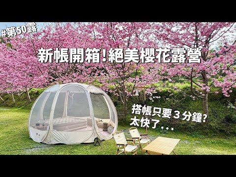 Camping VLOG ep.50 | Open a new tent under the cherry blossom tree🌸unboxing Korean POLARIS P1｜LunLun