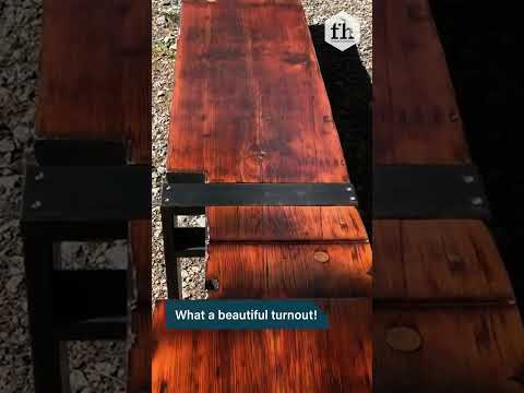 Person Builds DIY Bench Using Reclaimed Wood