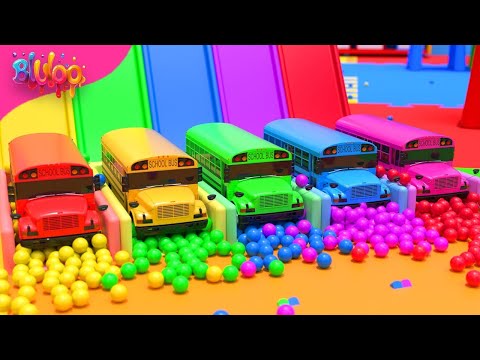 The Wheels on The Bus Song | Colorful Bus & SUPRISE EGGS | BluLoo Nursery Rhymes & Kids Songs