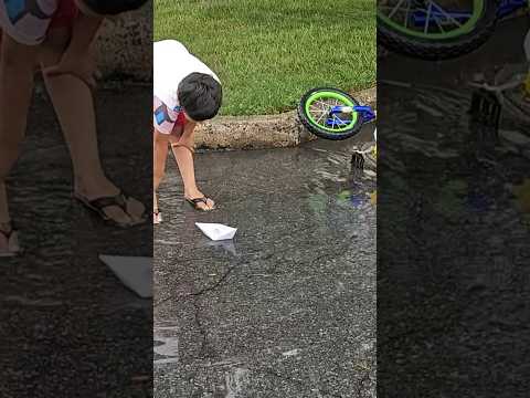 Kids playing with paper boats 🚤 🥰#childhoodmemories #usalifestyle