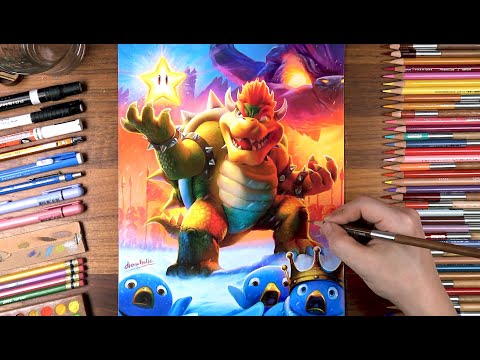 Drawing Bowser Koopa with Penguin King | drawholic