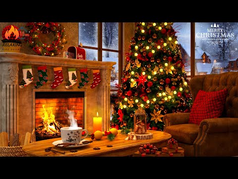 Beautiful Christmas Ambience 🎅🎄 Christmas Fireplace with Instrumental Christmas Music