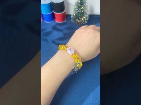 Pink diamond and yellow crystal bracelet.#diy #handmade #crystal #beadedjewelry #handmadejewelry