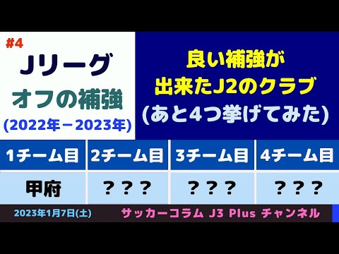 (#4)【勝ち組は仙台・町田・千葉だけじゃない！】「良い補強が出来た。」と思うJ2のクラブを4つだけ挙げてみた。