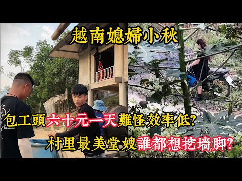 【越南媳婦小秋】包工頭六十元一天難怪邊工作邊跳舞還效率低？村裡最美堂嫂誰都想挖牆腳？小弟只想安裝兩個燈師傅瞧不上不給安裝？