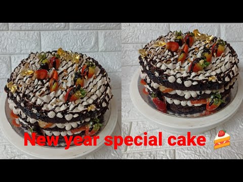 New year special cake ഉണ്ടാക്കി യാലോ| Naked floral cake|cake decoration