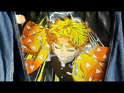 ✨HOW TO DRAW ZENITSU ⚡️✨ON A JACKET STEP BY STEP |DEMON SLAYER #kimetsunoyaiba #howtodrawanime #アニメ