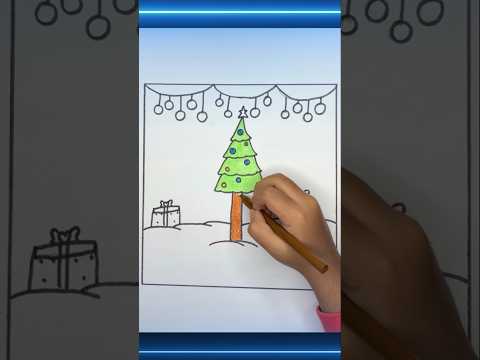 easy Christmas tree drawing 🎄🎄#shorts #christmastree #drawing