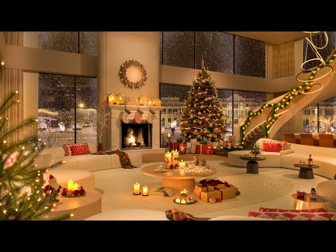 Luxury Christmas Apartment 2025 🎄 Piano Jazz, Cozy Fireplace & Snowy City Views for Relaxation