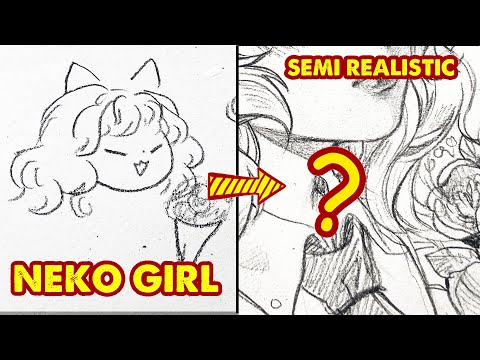 Draw Neko girl - Semi realistic style | Huta Chan