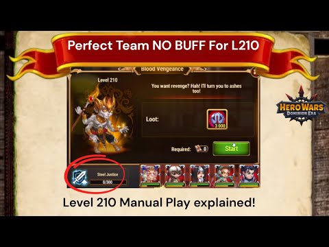 Perfect Blood Vengeance Team NO BUFF For L210 Boss | Manual Play explained | #herowars