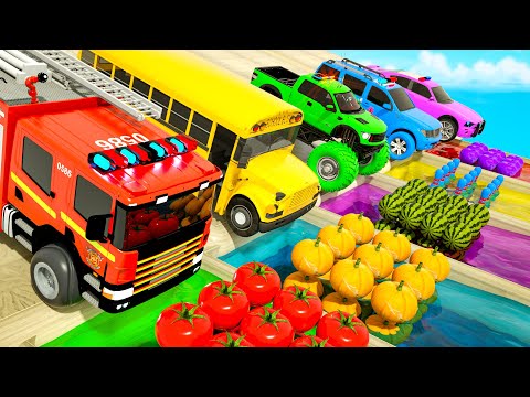 Baby Shark Song - coloring school bus with colorful fruit Baby Nursery Rhymes & Kids Songs