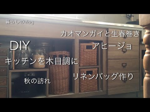 秋の訪れ/リネンバッグ/カオマンガイと生春巻き/キッチンDIY/モンブラン/冷蔵庫DIY/とうもろこしごはん/アヒージョ/バッグのなかみ【団地暮らし】#12