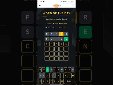 Wodl 12 December | Theme Bitcoin Evolution Wotd | Binance word of the day | Wodl 5 word answer today