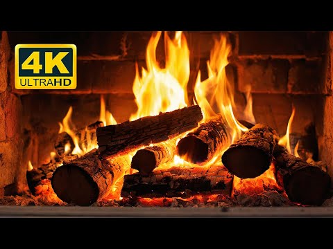 🔥 Fireplace 4K UHD! 12 Hours Fireplace with Crackling Fire Sounds. Fireplace Burning for Home