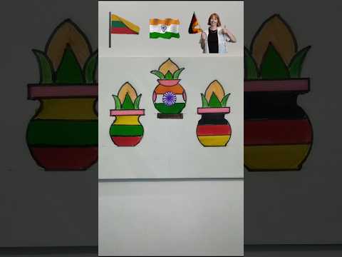 Beautiful Indian 🇮🇳 Flag Drawing With 🇱🇹 And Germany 🇩🇪 Flag | #shorts #trending