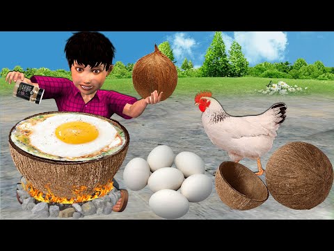 Coconut shell Egg Omelette Hindi Kahaniya Hindi Moral Stories New Funny Comedy Video bedtime Stories