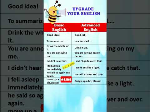 Common BASIC ENGLISH vs ADVANCED ENGLISH vocabulary #shortsviral #shorts VS ENGLISH