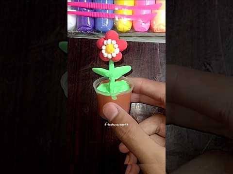 Easy clay art(♥.♥)♪|flower 🌺 with clay ✨|#diy #claycrafts #viralshort