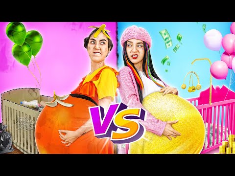 Rich Pregnant Vs Poor Pregnant At Baby Room Makeover Contest - Funny Stories About Baby Doll Family