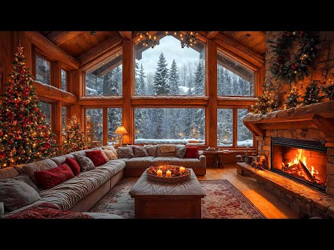 Jazz Relaxing Music at Cozy Christmas Cabin Ambience 🎄 Smooth Christmas Jazz Instrumental Music 2025