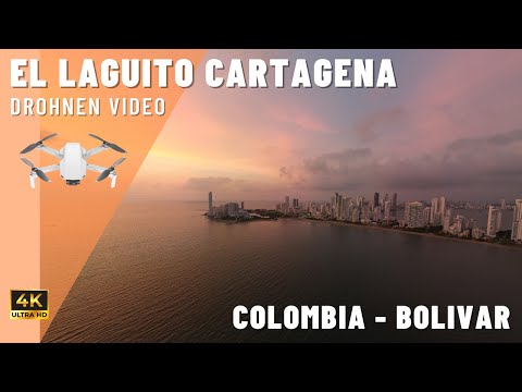 El Laguito Cartagena de Indias Sonnen Untergang am Strand Drohnen Video DJI Mini 3 Pro