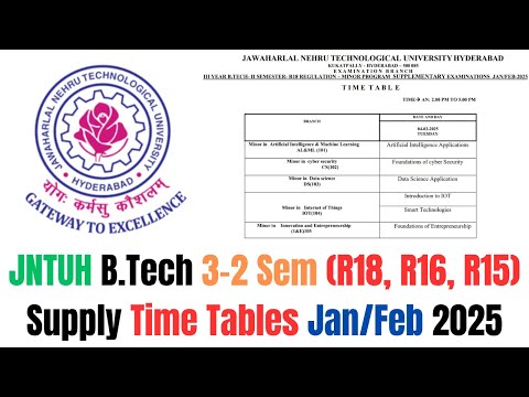 JNTUH B.Tech 3-2 Sem (R18, R16, R15) Supplementary Exam Time Tables Jan/Feb 2025 – Download PDF