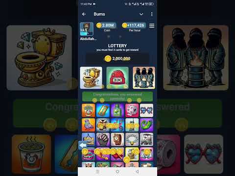 Bums Lottery cards | 2 million Coins | Bums Daily Tasks