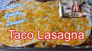 Taco Lasagna  --  Easy Mexican Casserole Full of beef, beans, tomatoes and flour tortillas.