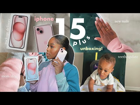 vlog: iphone 15 PLUS MATTE PINK 512gb unboxing + set up! 🎀 (aesthetic) | Simone Cristina