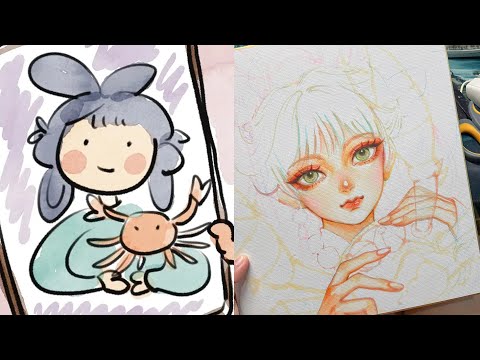 Draw "The Moon Lady" with Japanese Shikishi Paperboard | Huta Chan