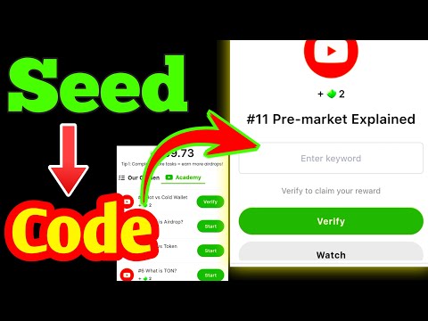 Seed new video code today|#11 pre market explained|seed today video code pre market explained