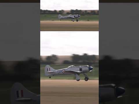 Hawker Tempest G-TEMT takeoff on a windy day at Duxford